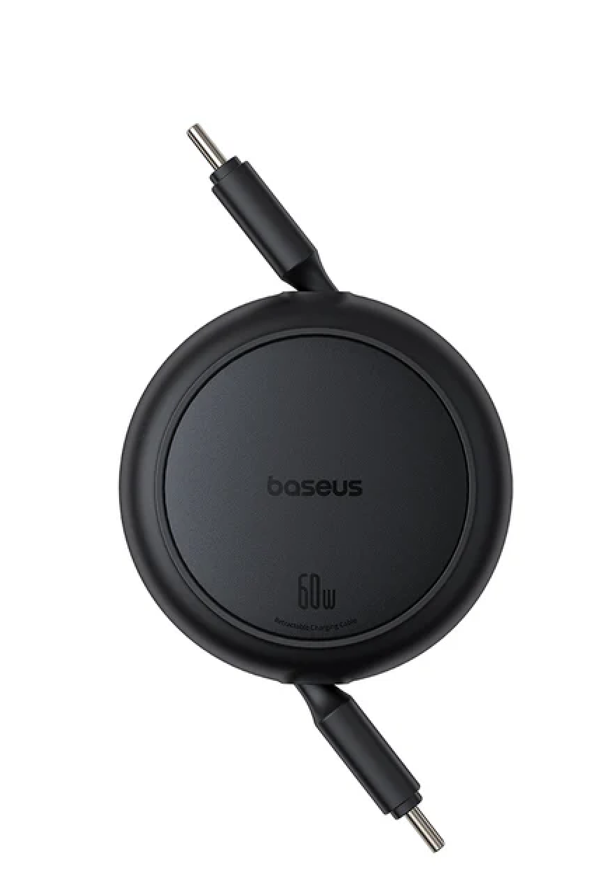 كابل بيسوس فري-تو-بول ميني القابل للسحب 1 متر (USB-C إلى USB-C) بقوة 60 واط – أسود
