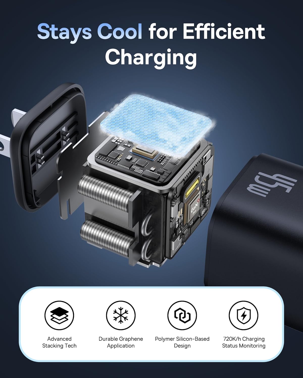 شاحن سريع بيسوس بيكو جو AE11 بتقنية GaN بقوة 45 واط – أسود (UK)