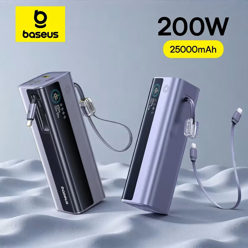 Baseus EnerGeek GR11 Power Bank with Retractable Cable 25000mAh 200W - Space Grey