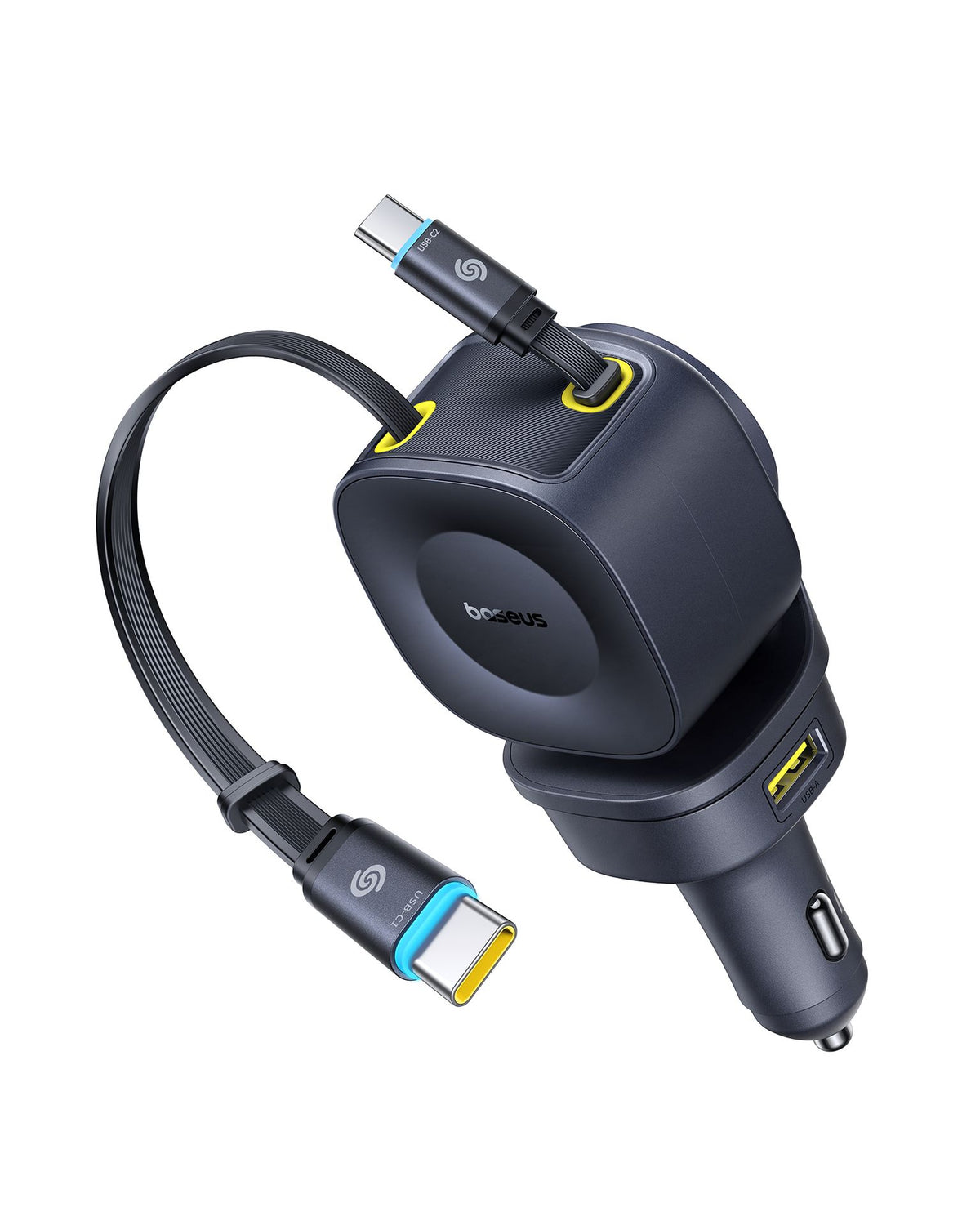 Baseus PrimeTrip VR2 Max 4-in-1 Car Charger with Dual Retractable Cable 100W - Cosmic Black