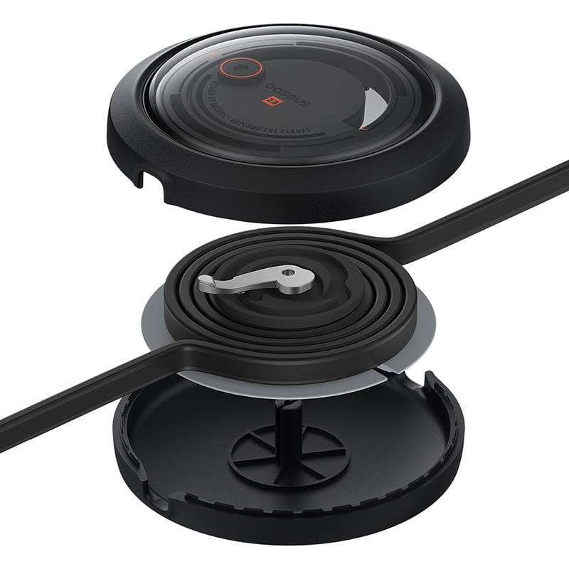 كابل بيسوس فري-تو-درو الكريستالي القابل للسحب 1.1 متر (USB-C إلى M+L+C) بقوة 100 واط – أسود