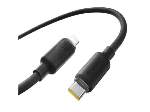 كابل شحن سريع بيسوس من السيليكون الرغوي USB-C إلى USB-C بقوة 100 واط (1 متر) – أسود
