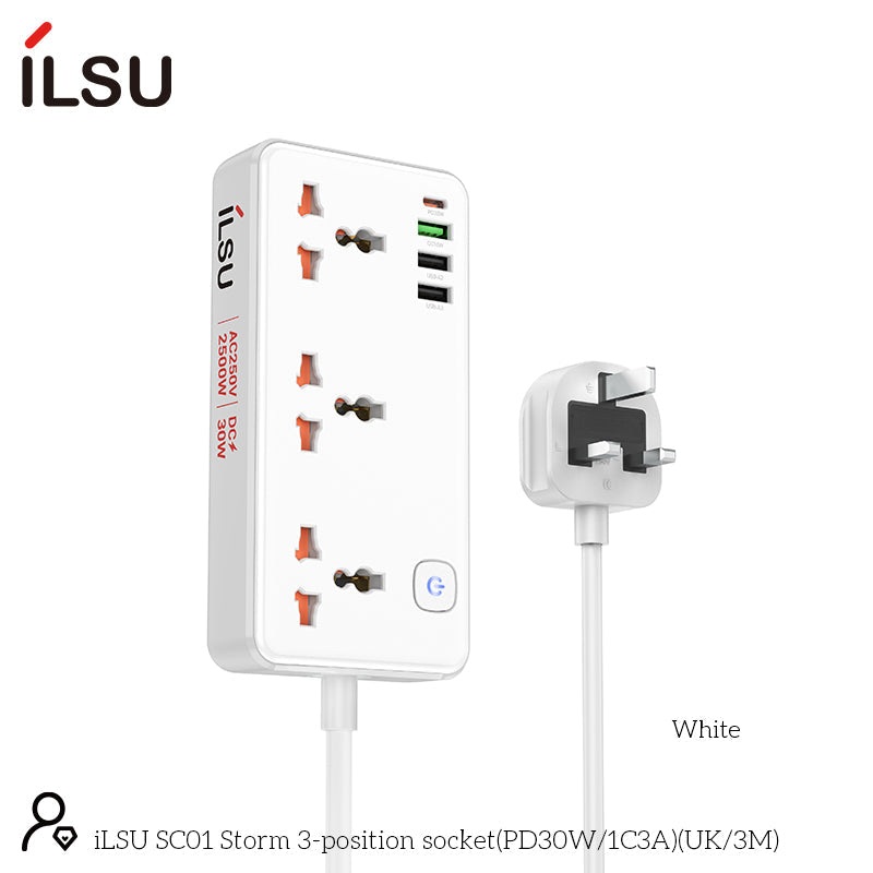 iLSU SC01 Storm مقبس ثلاثي المواضع (PD30W 、 1C3A) (UK、3M)