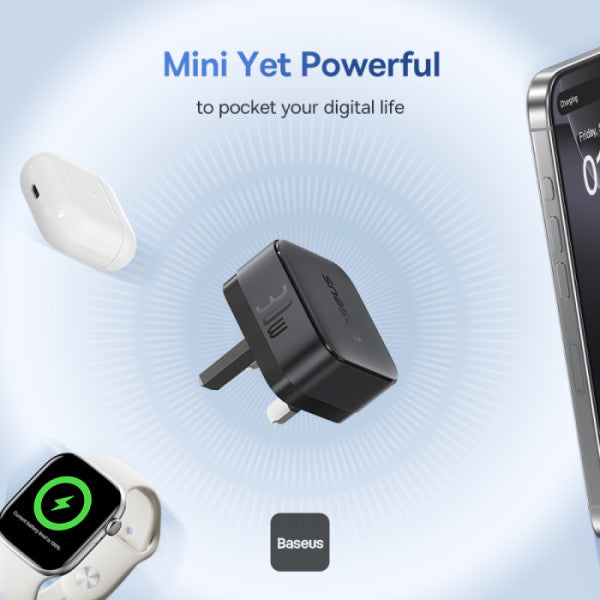 شاحن سريع بيسوس بالم 1C بقوة 30 واط – أسود (UK)