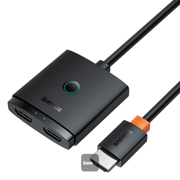 محول بيسوس AirJoy 2 في 1 ثنائي الاتجاه HDMI بطول 1 متر – أسود