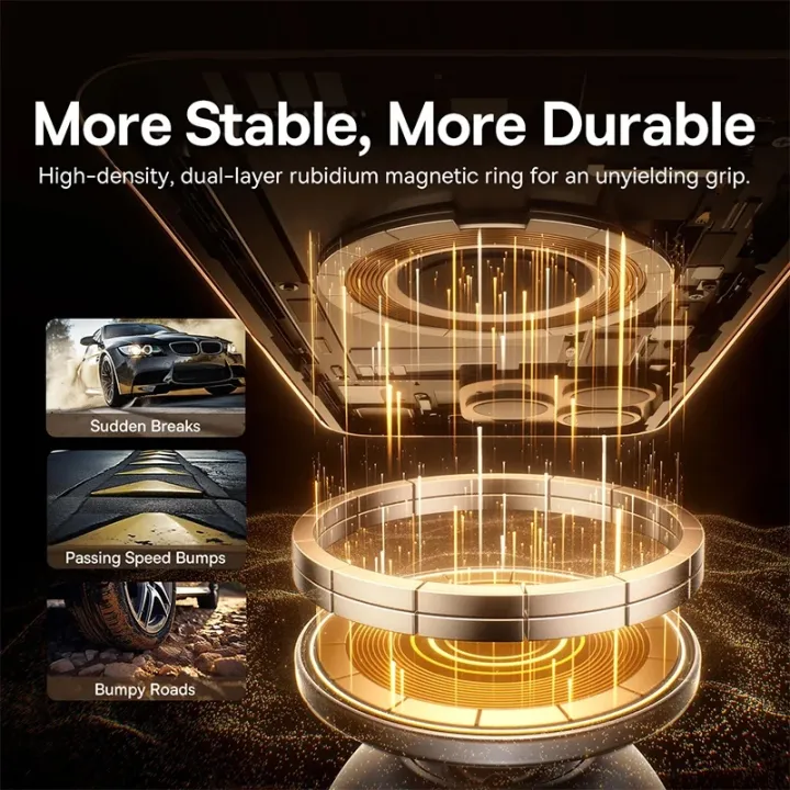 حامل هاتف مغناطيسي للوحة القيادة بيسوس برايم تريب VC1 أير – أسود