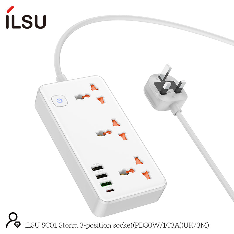 iLSU SC01 Storm مقبس ثلاثي المواضع (PD30W 、 1C3A) (UK、3M)