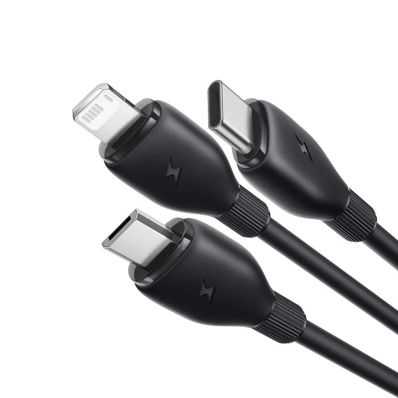كابل شحن بيسوس فائق السرعة 3 في 1 (USB-A إلى M+L+C) 3.5A 1.3 متر – أسود
