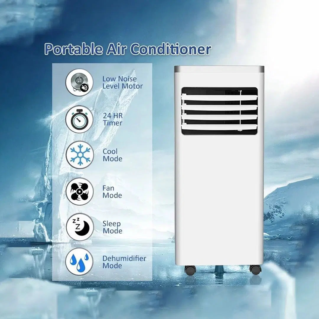 مكيّف محمول بقدرة تبريد 9000 وحدة – تحكّم عن بُعد وتنقّل سهل