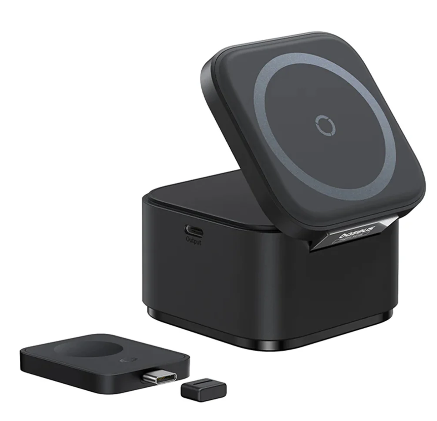 شاحن لاسلكي مغناطيسي بيسوس ماج برو 2 في 1 بقوة 25 واط – أسود