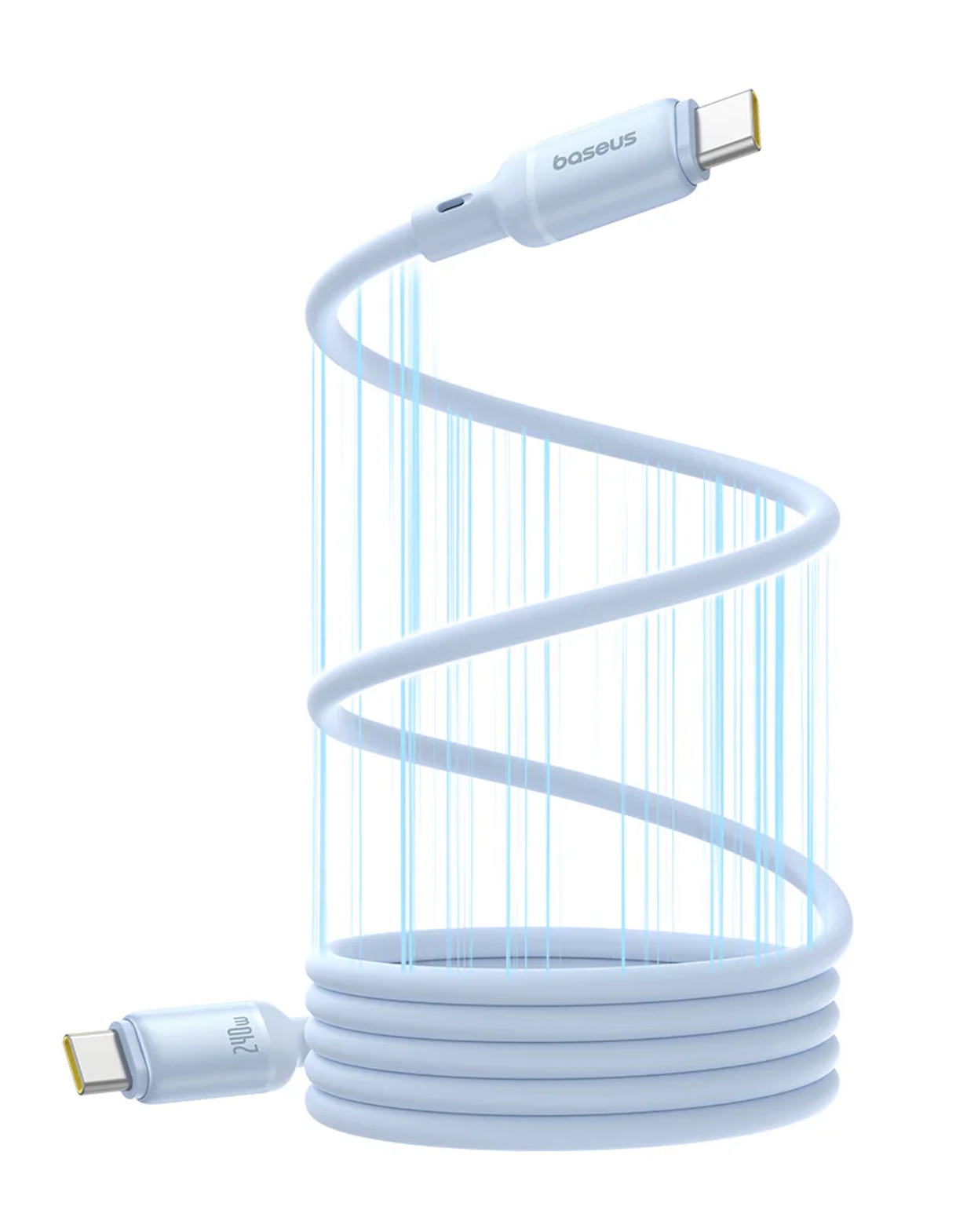 كابل بيسوس بيكو جو المغناطيسي القابل للف الذاتي USB-C إلى USB-C بقوة 240 واط – أزرق