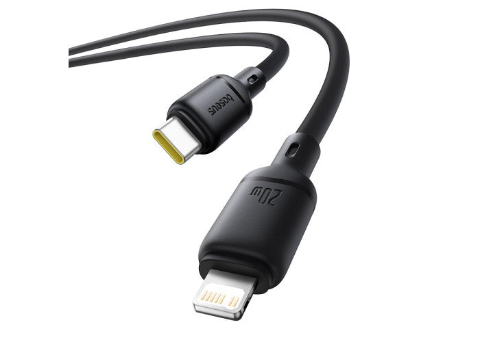 كابل شحن سريع بيسوس سيلكي 2 متر (USB-C إلى Lightning) بقوة 20 واط – أسود