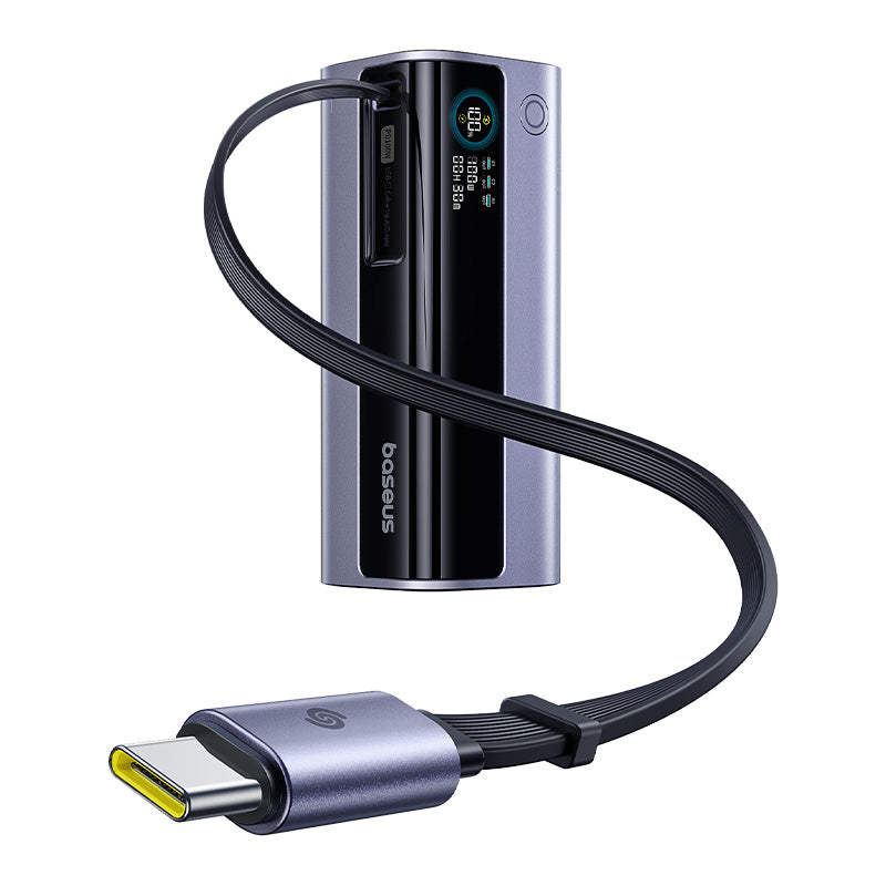 باور بانك بيسوس إنرجيك GR11 بسعة 10000 مللي أمبير 100 واط مع كابل قابل للسحب – رمادي