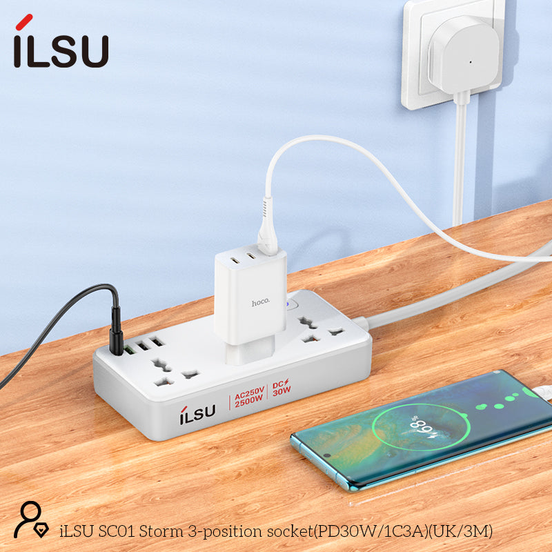 iLSU SC01 Storm مقبس ثلاثي المواضع (PD30W 、 1C3A) (UK、3M)