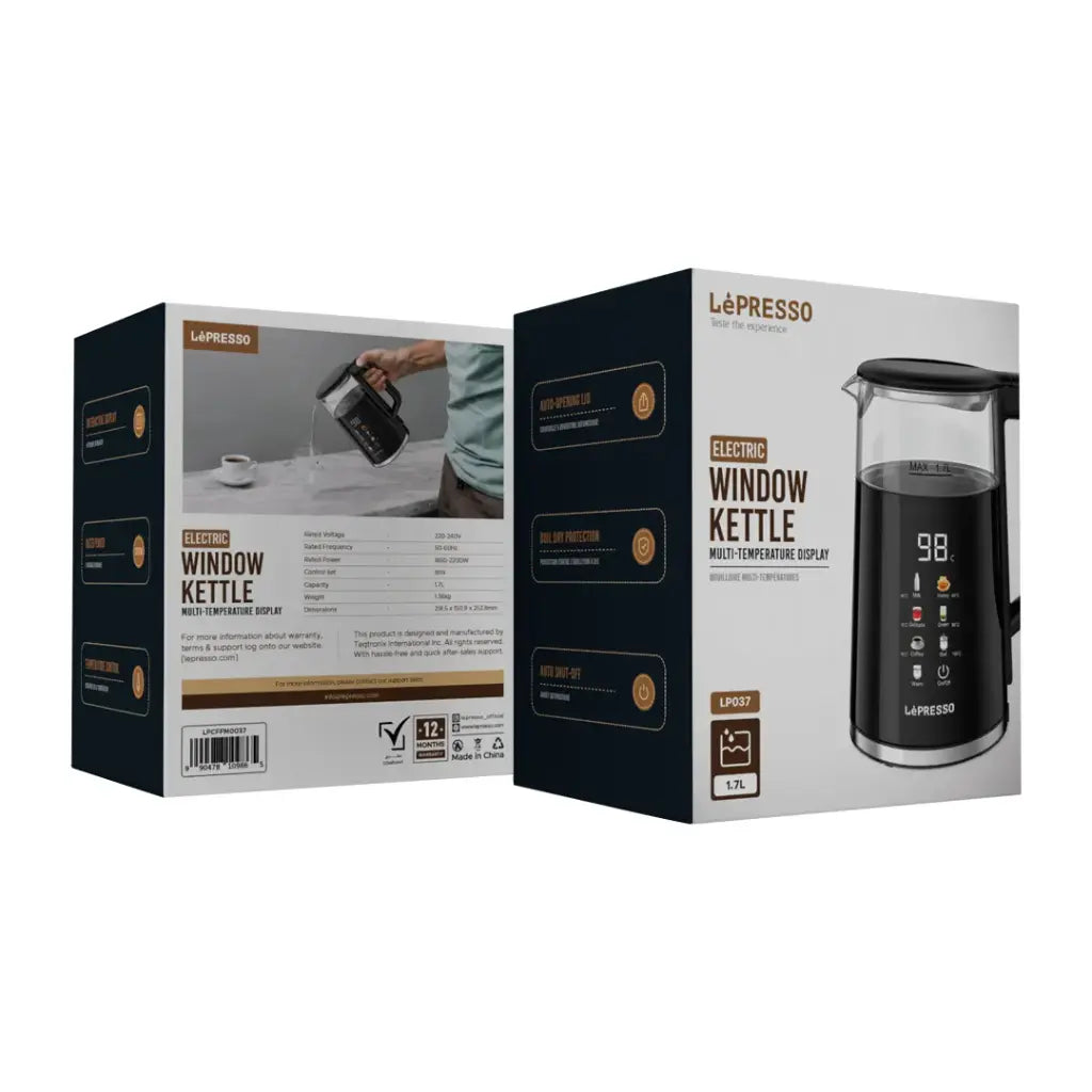 غلاية كهربائية LePresso بالشاشة الزجاجية للقُطرات والتسخين الذكي – ‎1.7 لتر