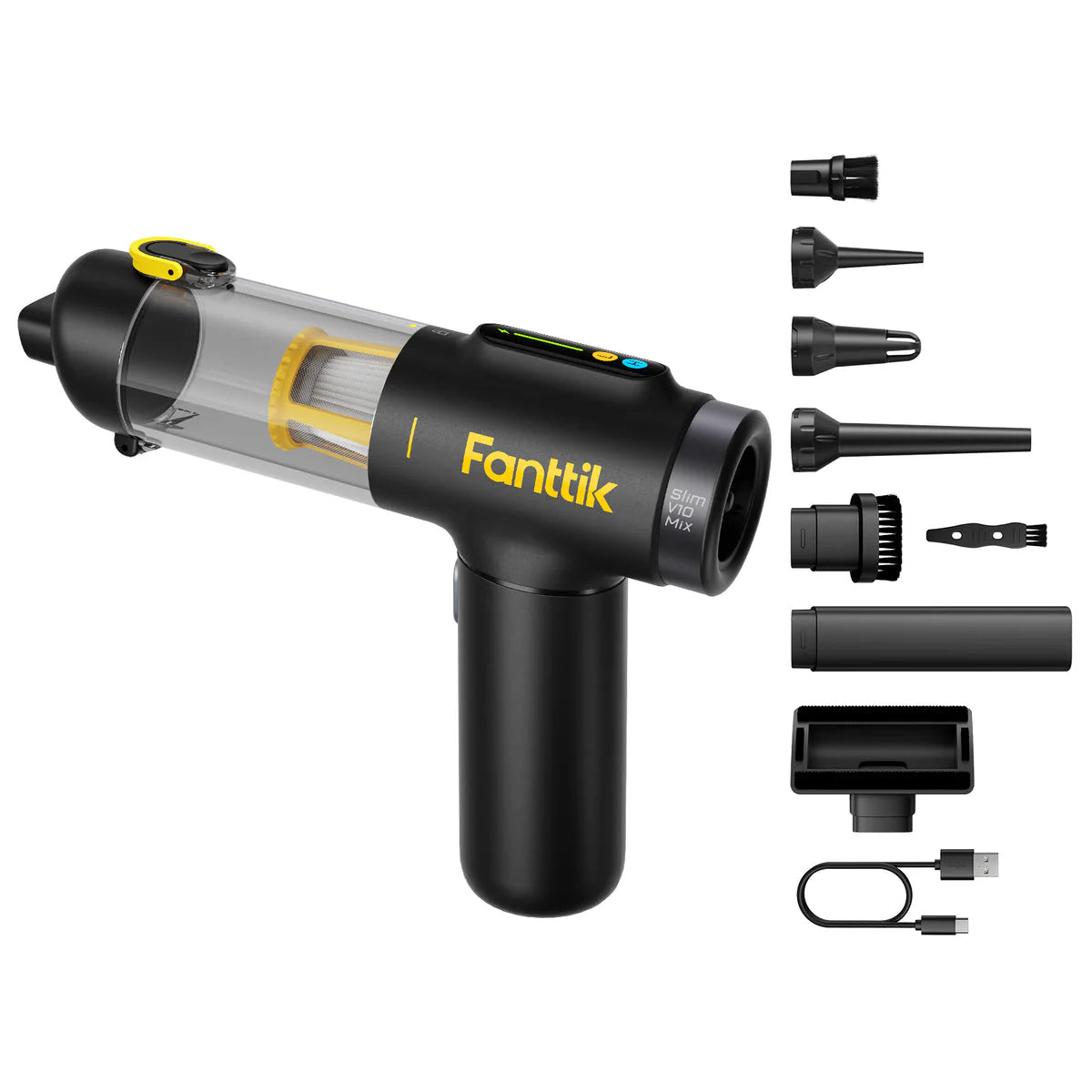 مكنسة سيارة لاسلكية Fanttik Slim V10 Mix – 4 في 1 مع شاشة LED ذكية