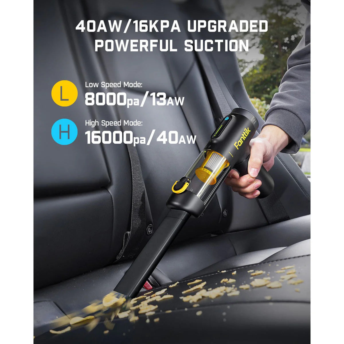 مكنسة سيارة لاسلكية Fanttik Slim V10 Mix – 4 في 1 مع شاشة LED ذكية