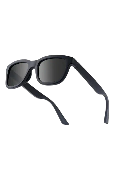 نظارات شمسية ذكية Chamelo Dusk Classic – مرآة دخان، إطار أسود مات، زر تحكم + تطبيق ذكي