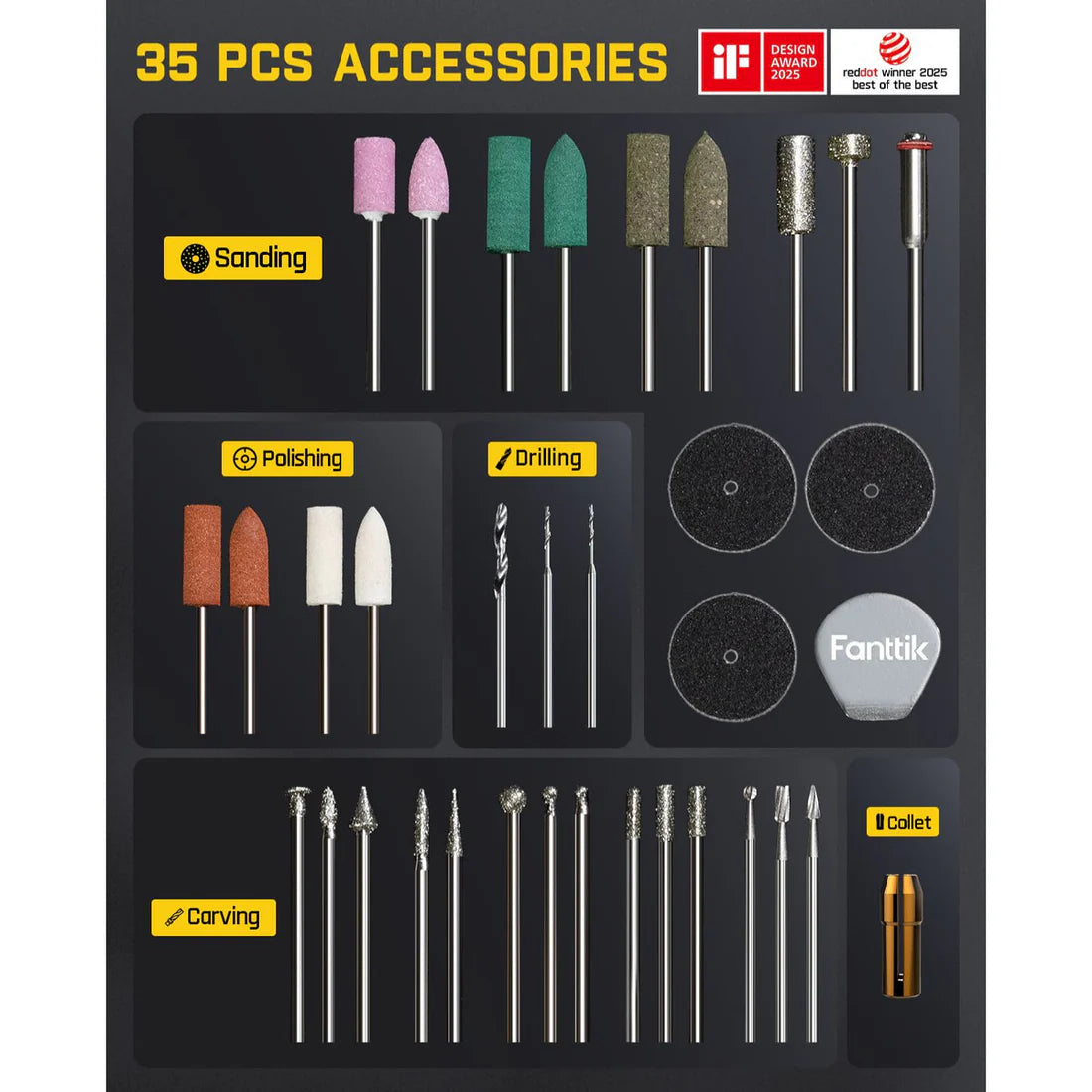 Fanttik F2 Master – طقم أداة دوارة لاسلكية، محرك براشلس، إعدادات سرعة متعددة، مع حقيبة وإكسسوارات