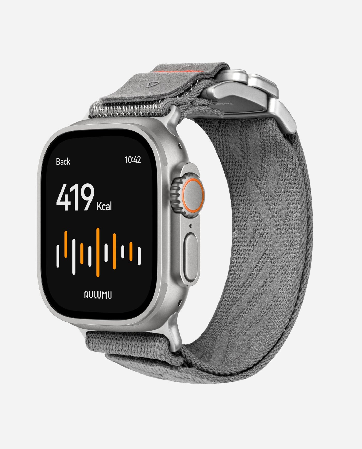 AULUMU G03 Titanium Alloy Mag Buckle Nylon Strap For Apple Watch 42/44/45/46/49mm - Gray