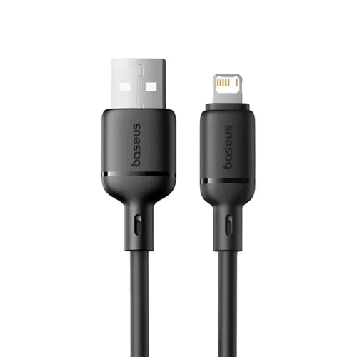 كابل شحن سريع بيسوس سيلكي 1 متر (USB-A إلى Lightning) – أسود