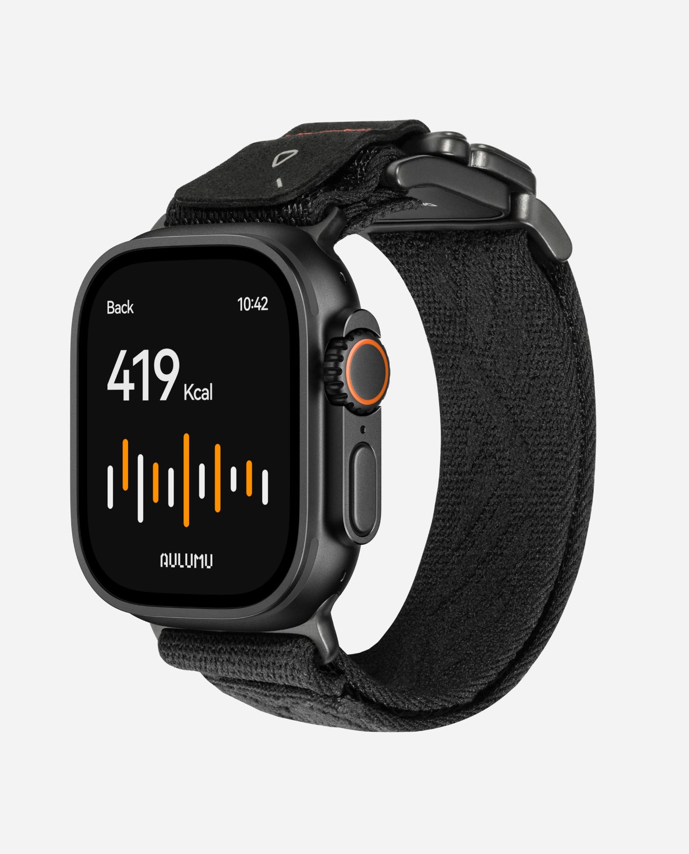AULUMU G03 Titanium Alloy Mag Buckle Nylon Strap For Apple Watch 42/44/45/46/49mm - Black