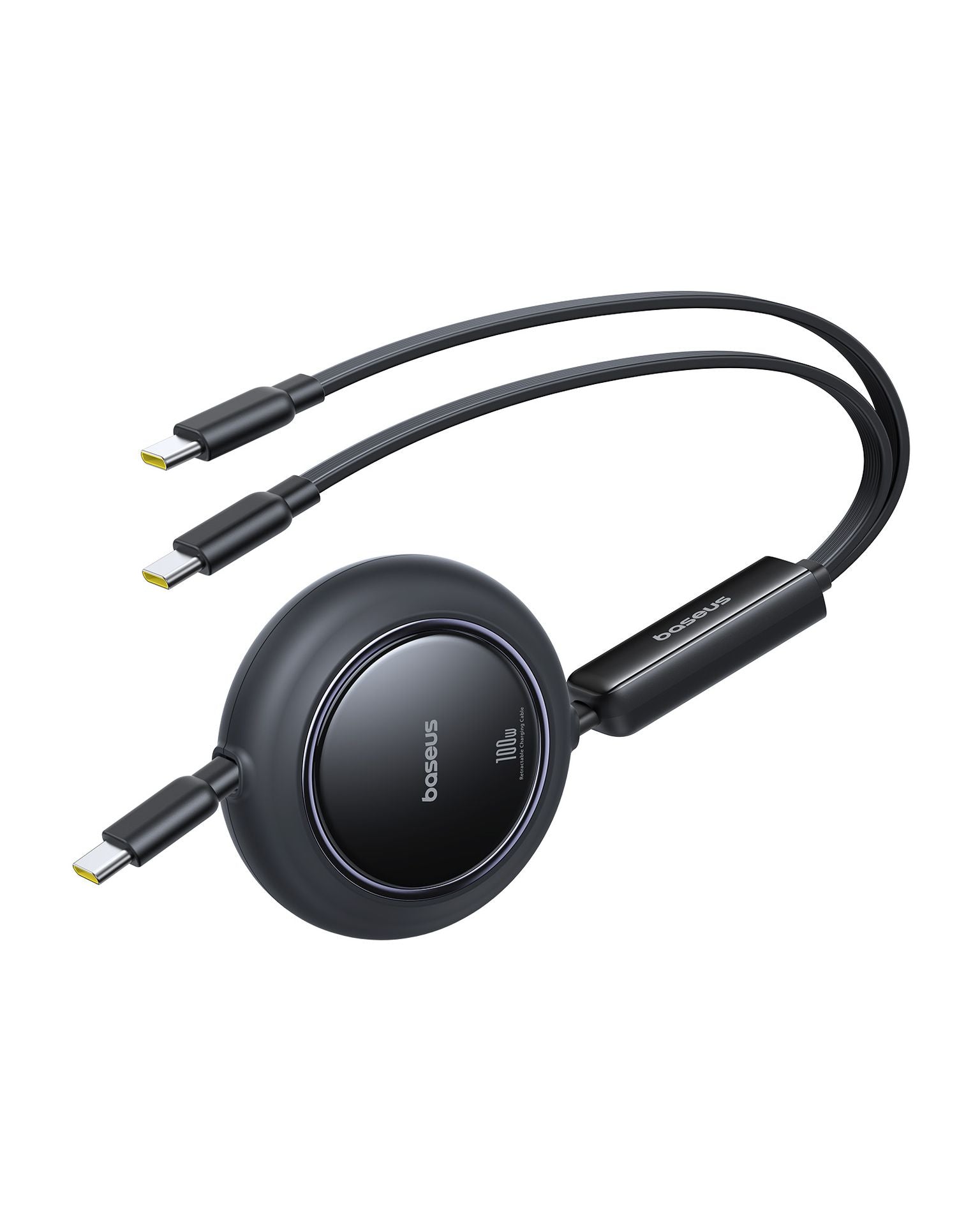 Baseus Free2Pull Mini 2-in-1 Retractable Fast charging Cable USB-C to C+C 100W 1.2m - Cosmic Black