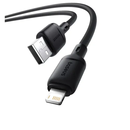 كابل شحن سريع بيسوس سيلكي 2 متر (USB-A إلى Lightning) – أسود