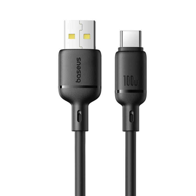 كابل شحن سريع بيسوس سيلكي 2 متر (USB-A إلى USB-C) بقوة 3 أمبير – أسود