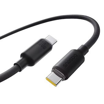 كابل شحن سريع بيسوس من السيليكون الرغوي USB-C إلى USB-C بقوة 100 واط (1 متر) – أسود