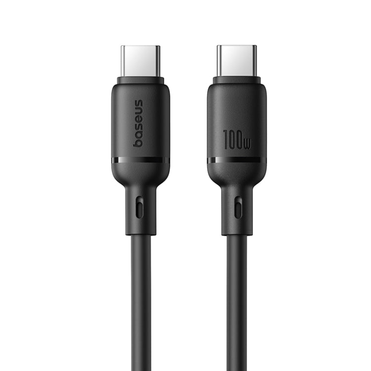 كابل شحن سريع بيسوس سيلكي 1 متر (USB-C إلى USB-C) بقوة 100 واط – أسود